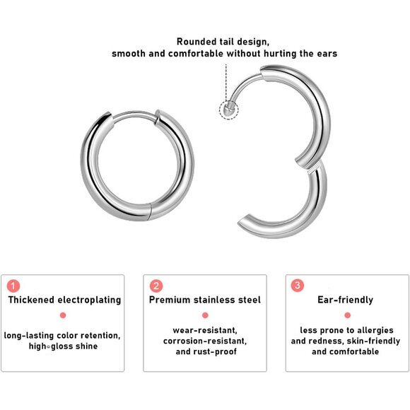 Versatile 6 Pairs Flatback Stud Earrings Set - Hypoallergenic for Everyday Wear - Picture 5 of 6